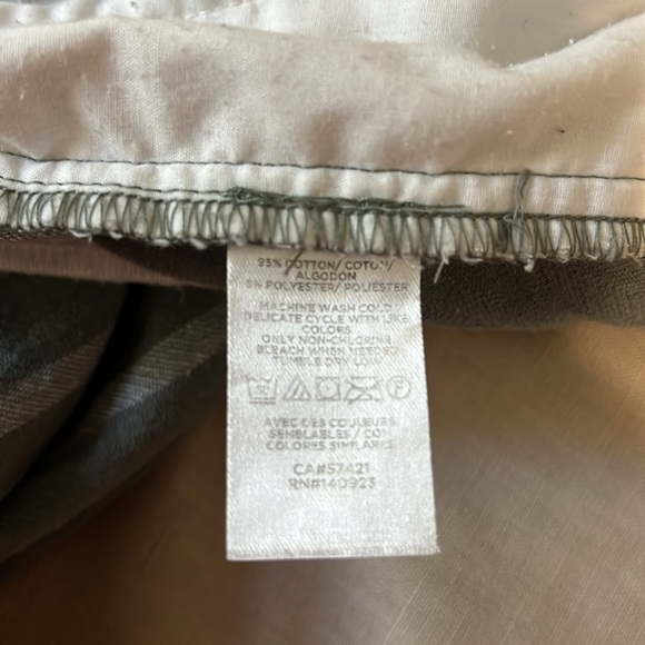 Loft Outlet Womens Sz L high rise straight elastic cotton pants Sage striped - Picture 5 of 8